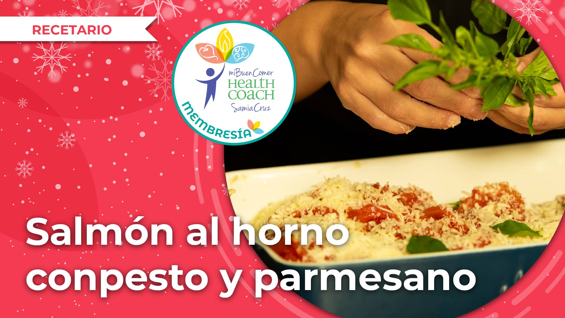 Salmón al horno con pesto y parmesano